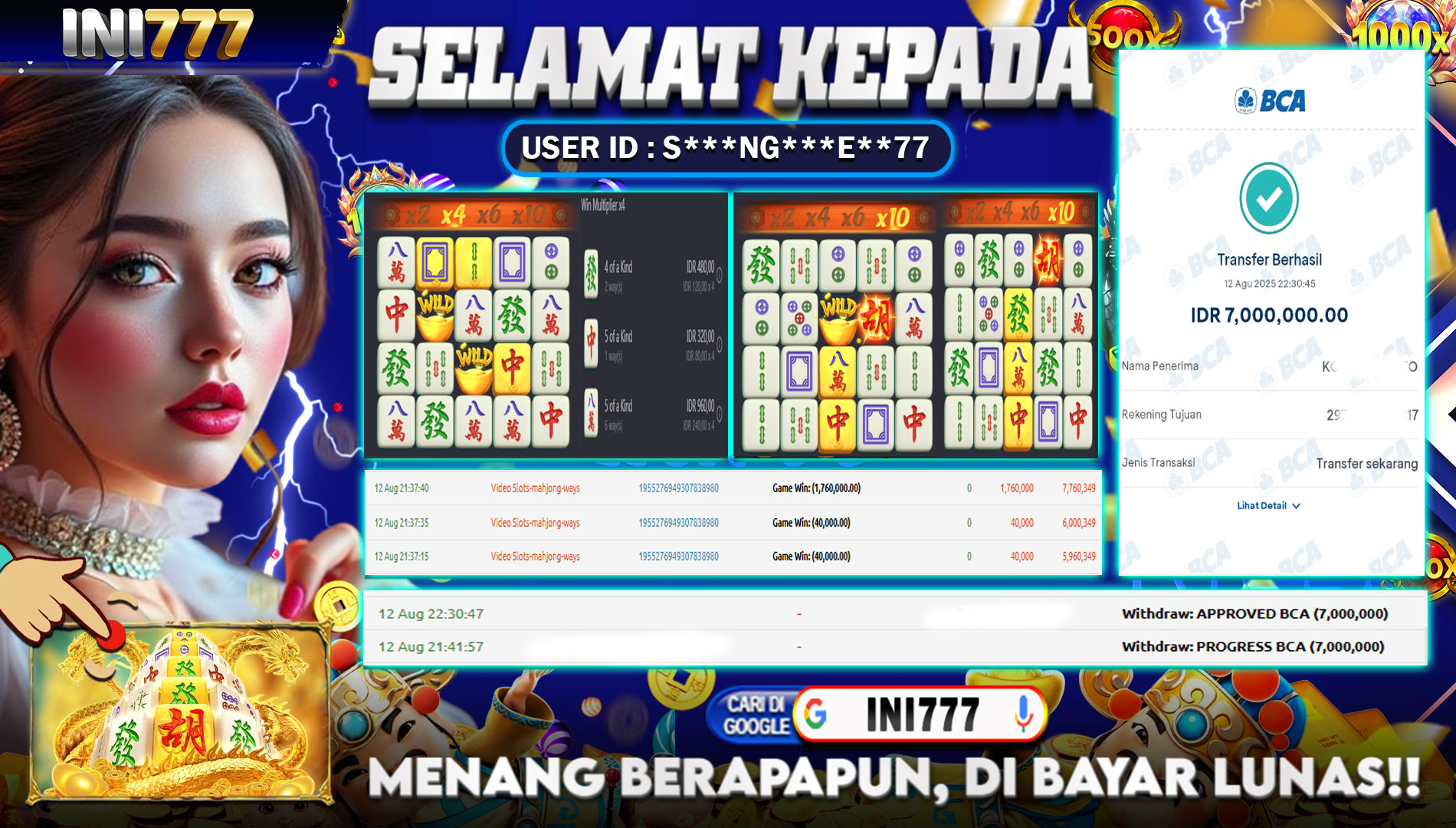 INI777 di Game Mahjong Ways RP.7.000.000 LUNAS