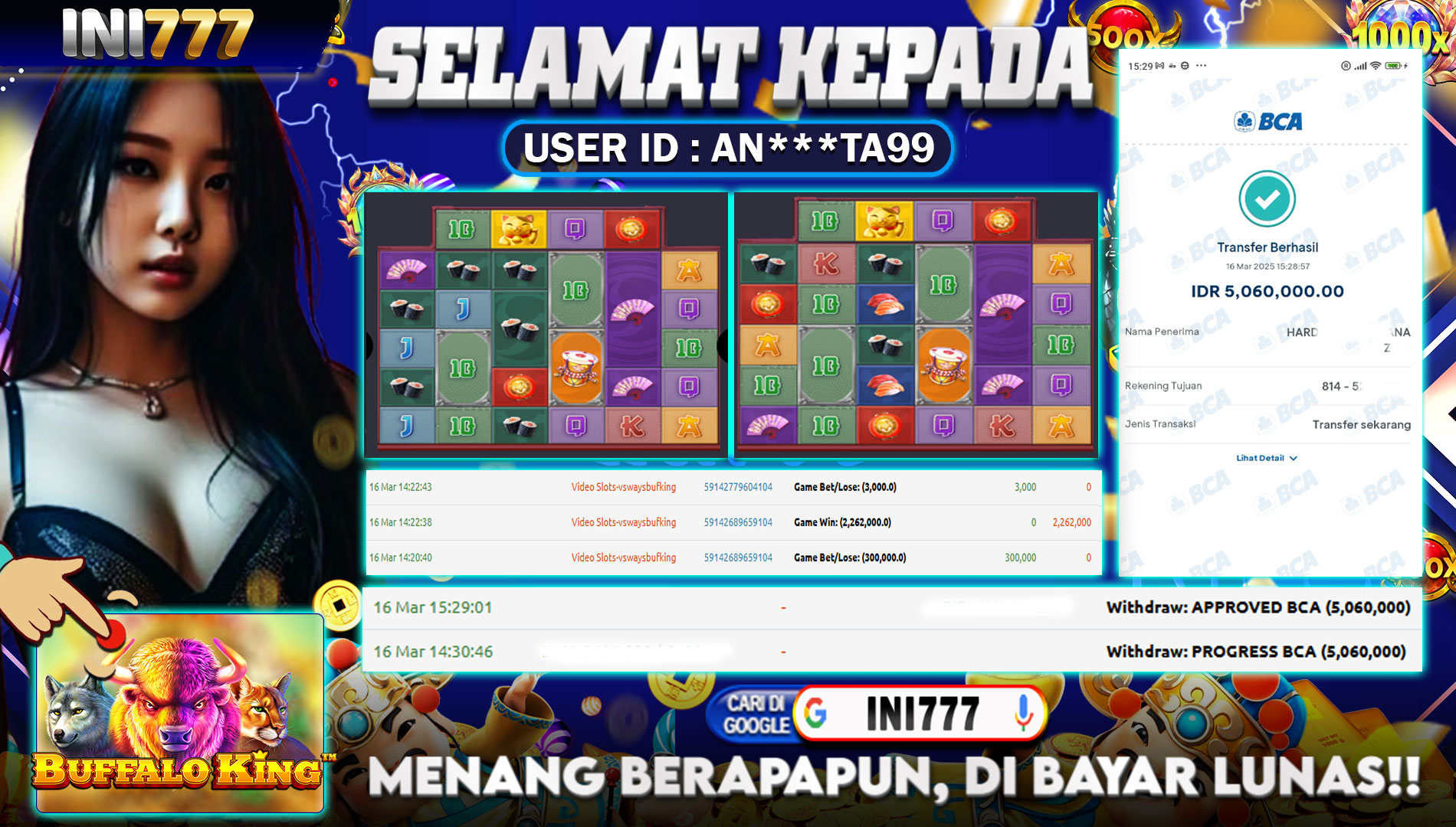 INI777 di Game Buffalo King RP.5.060.000 LUNAS