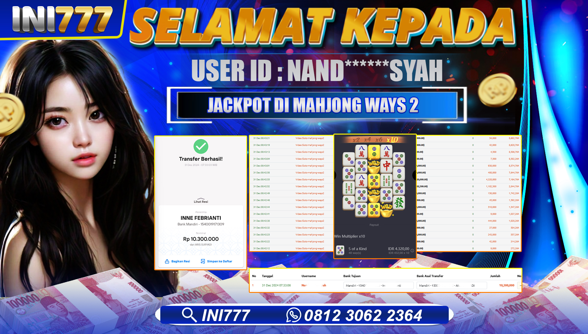 INI777 di Game Slot Mahjong Ways 2 RP.10.300.000 LUNAS