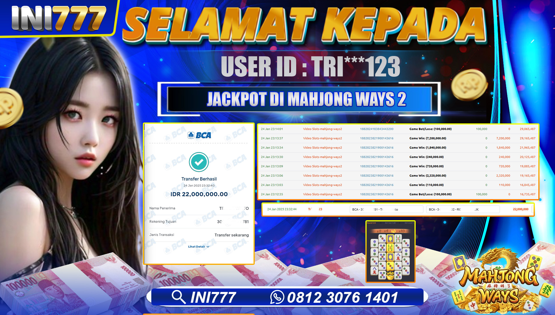 INI777 di Game Slot Mahjong Ways 2 RP.22.000.000 LUNAS