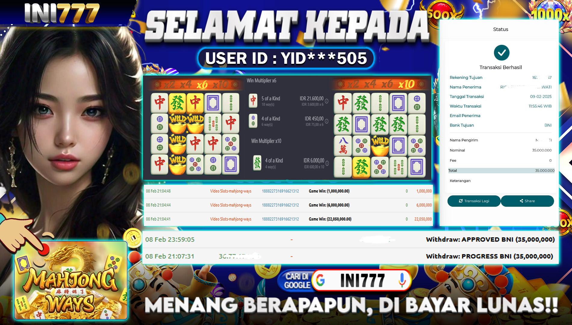 INI777 di Game Slot Mahjong Ways RP.35.000.000 LUNAS