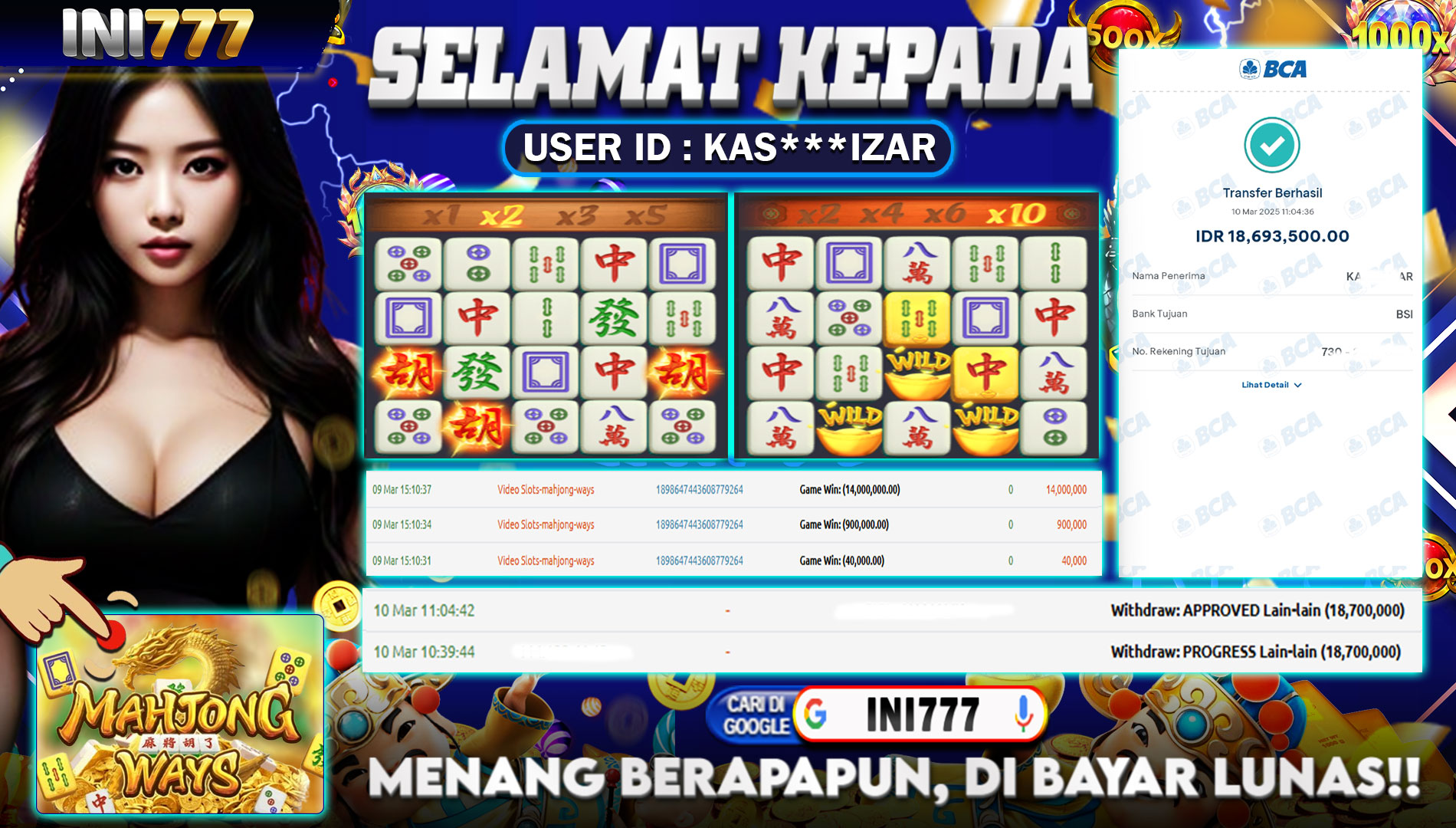 INI777 di Game Mahjong Ways RP.18.693.500 LUNAS