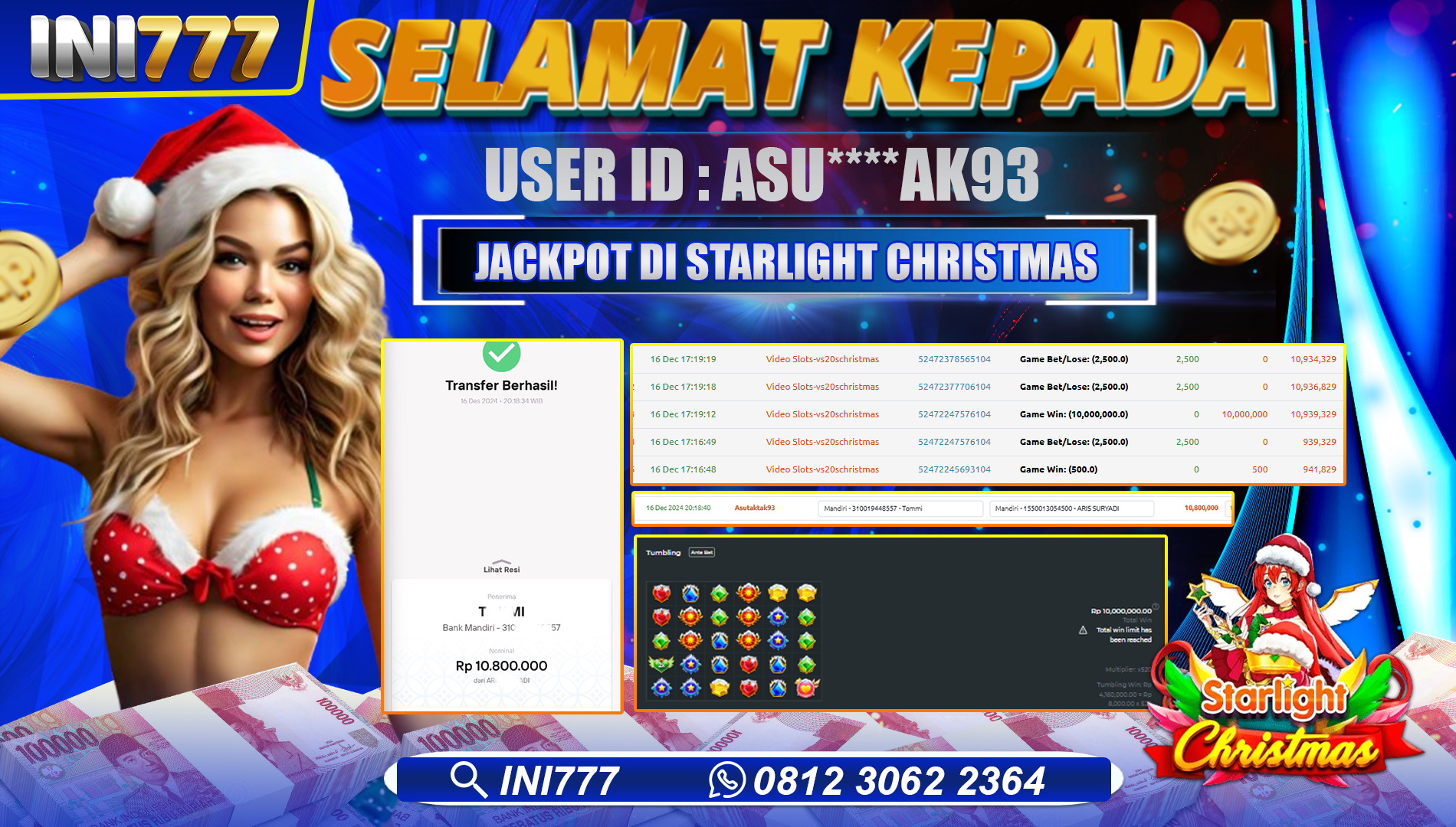 INI777 di Game Slot Starlight Christmas RP.10.800.000 LUNAS