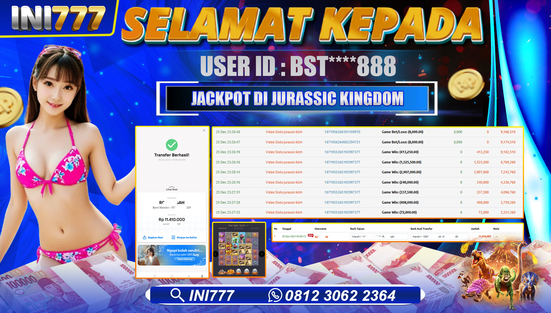 INI777 di Game Slot Jurassic Kingdom RP.11.410.000 LUNAS