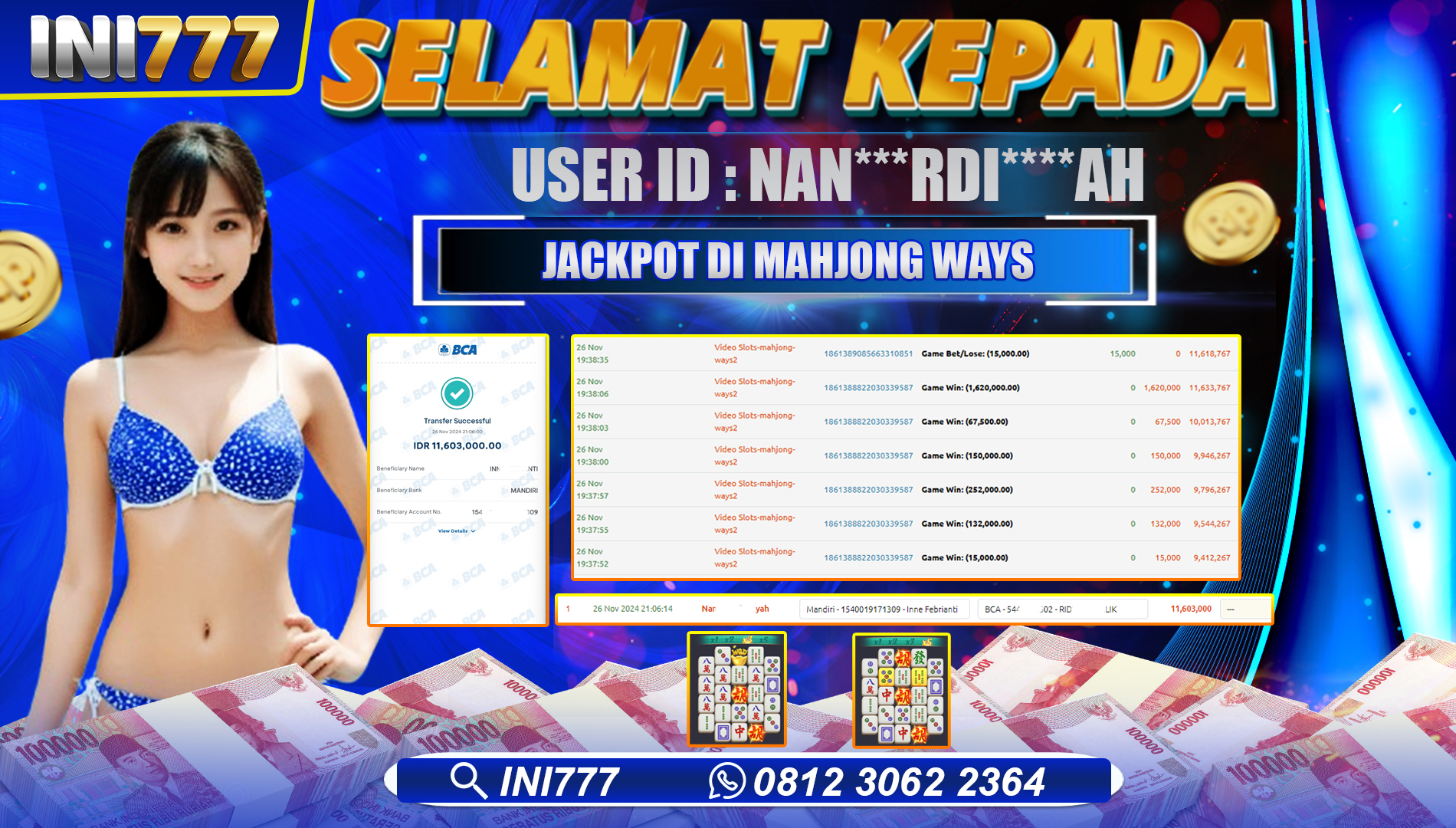 INI777 di Mahjong Ways RP.11.603.000 LUNAS