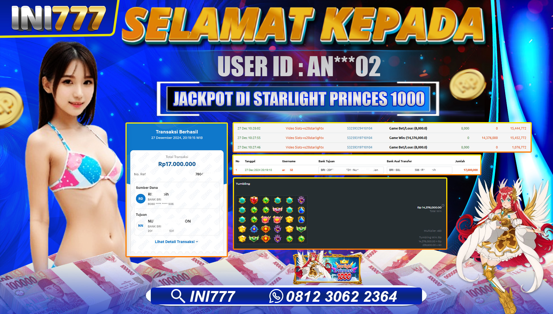 INI777 di Game Slot Starlight Princes 1000 RP.17.000.000 LUNAS