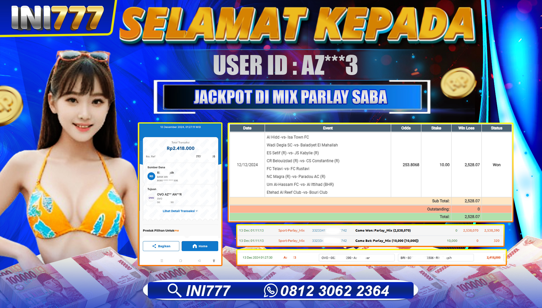 INI777 di Sport Book SABA RP.2.418.000 LUNAS