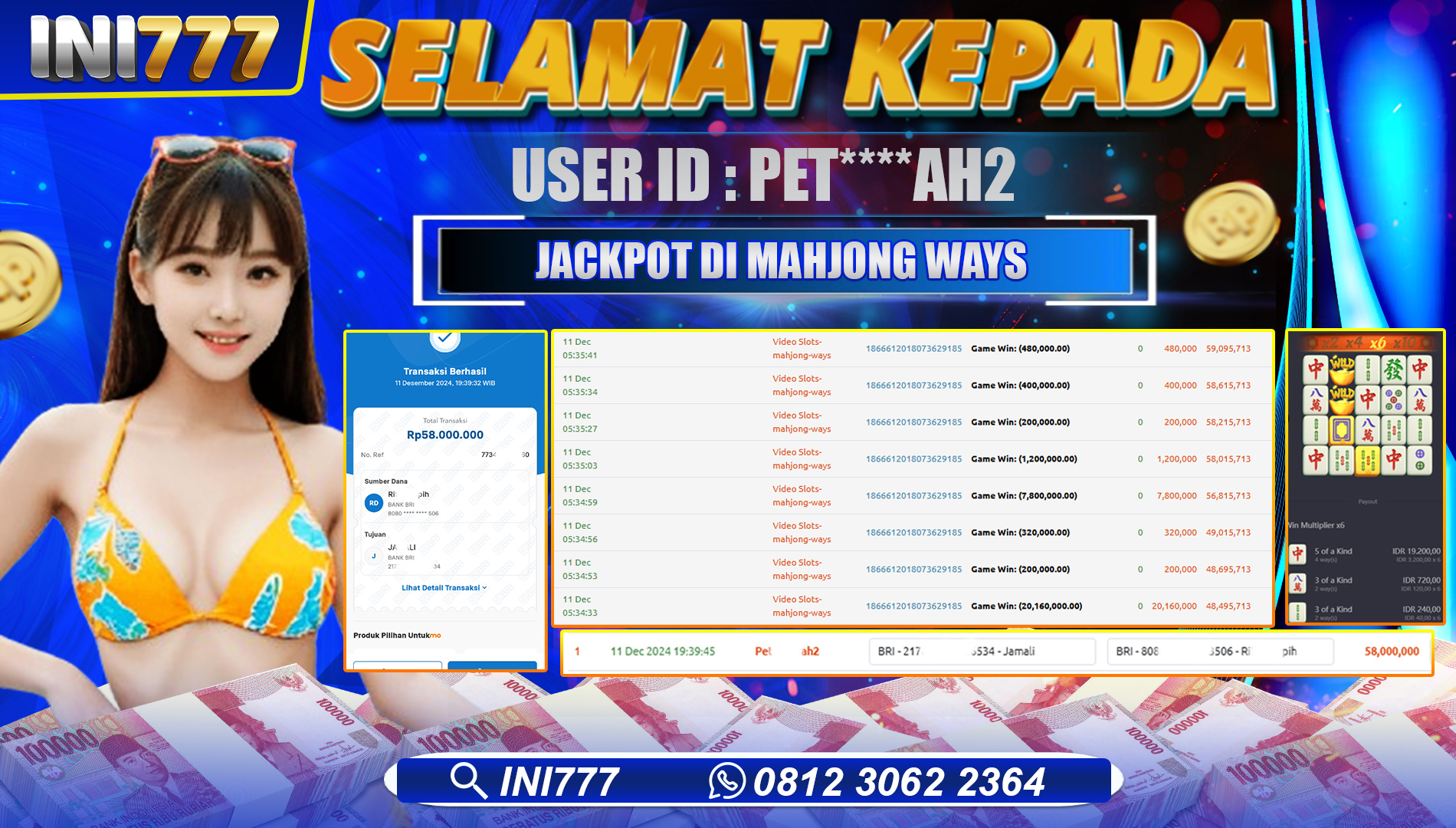 INI777 di Mahjong Ways RP.58.000.000 LUNAS