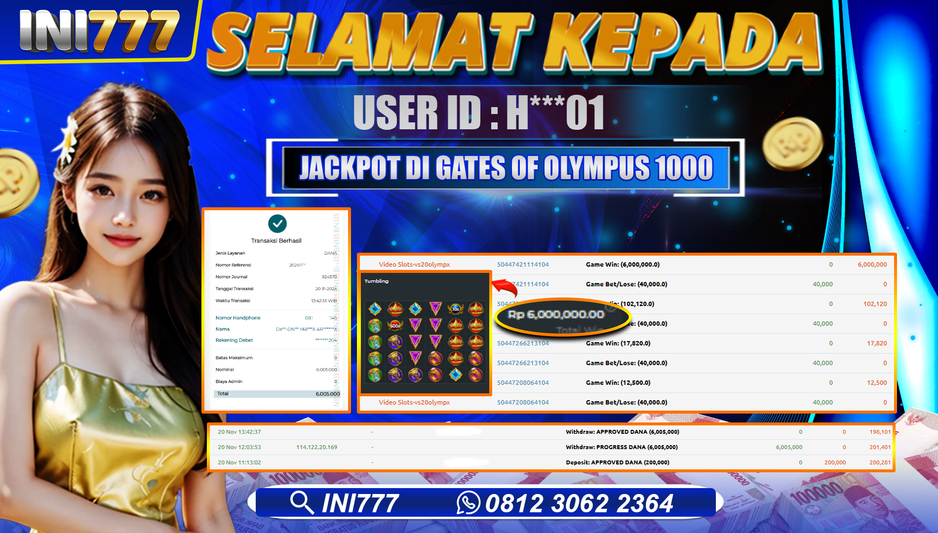 INI777 di Gates of Olympus 1000 RP.6.005.000 LUNAS